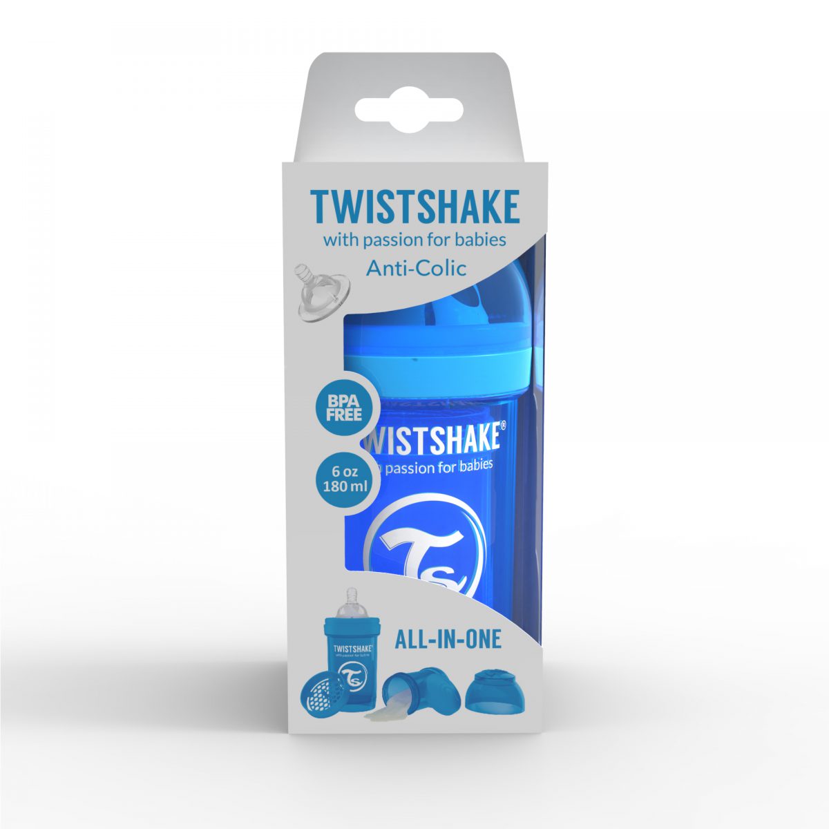 شیشه شیر طلقی 180 میلی لیتر تویست شیک آبی«Twistshake»