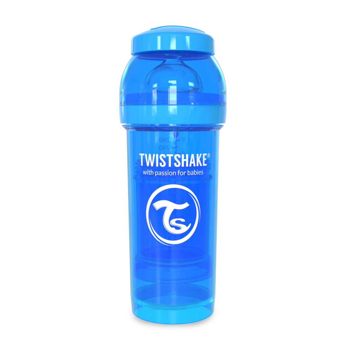شیشه شیر طلقی 260 میلی لیتر تویست شیک آبی«Twistshake»