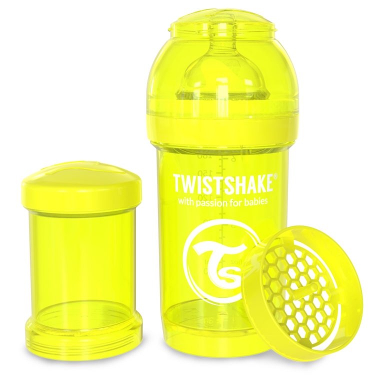 شیشه شیر طلقی 180 میلی لیتر تویست شیک زرد«Twistshake»